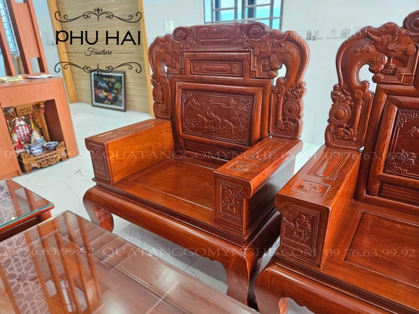 Bộ Bàn Ghế Gỗ Hương Trương Voi 6 Món