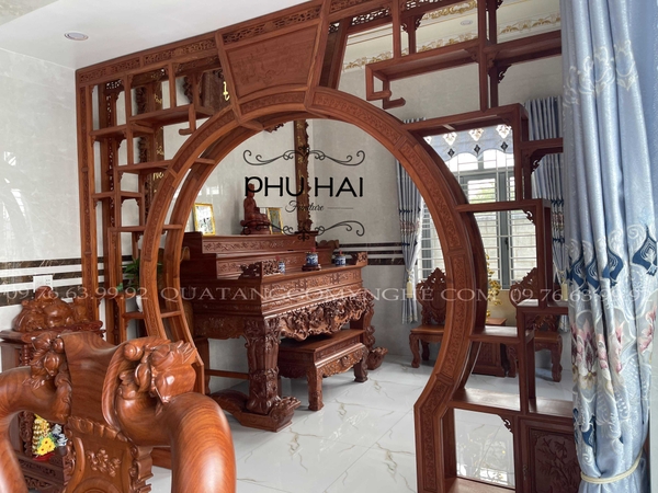 Vách Ngăn Kệ Tivi Phòng Khách Gỗ Tự Nhiên