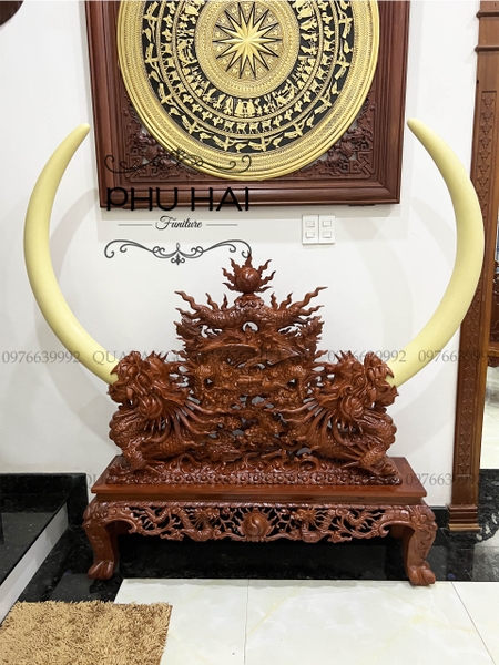 Giá Ngà Đục Tứ Linh Gỗ Hương Đẹp