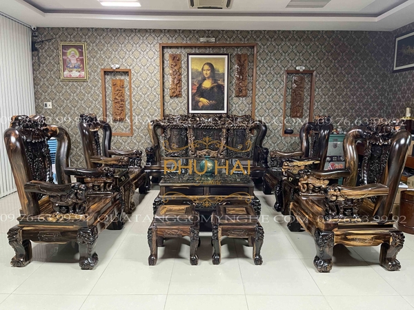 Bộ Bàn Ghế Gỗ Mun 10 Món Cao Cấp