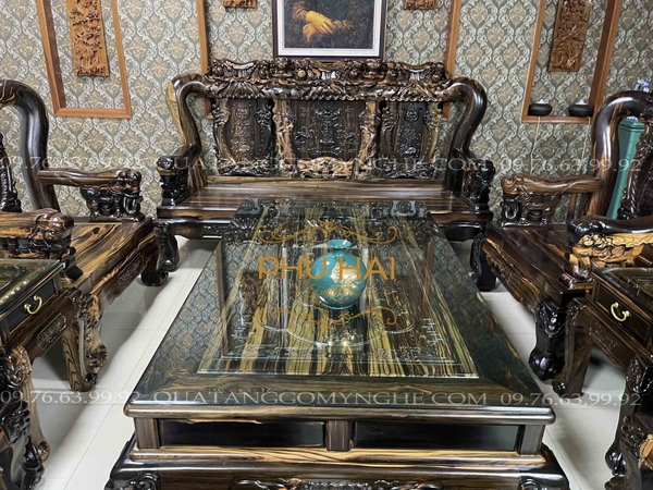 Bộ Bàn Ghế Gỗ Mun 10 Món Cao Cấp