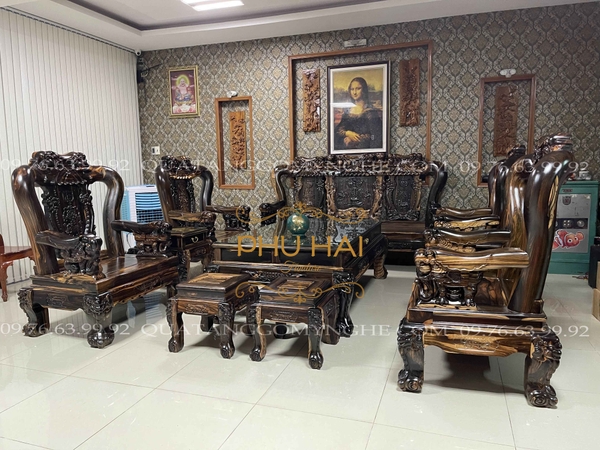 Bộ Bàn Ghế Gỗ Mun 10 Món Cao Cấp