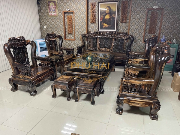 Bộ Bàn Ghế Gỗ Mun 10 Món Cao Cấp