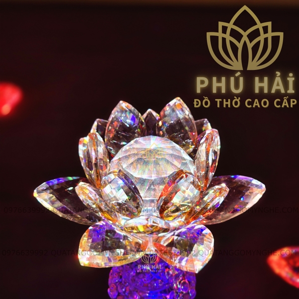 Đèn Thờ Cúng Pha Lê Thủy Tinh Cao Cấp - Cao 20 26 31 cm