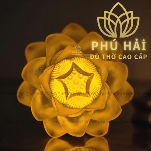 ( PIN SẠC ) ĐÈN THỜ 1 BÔNG HOA SEN THÂN HỢP KIM CAO CẤP 10 cm 16 cm 22 cm 26 cm 30 cm