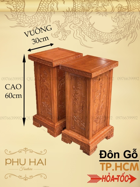 Đôn Gỗ Trụ Vuông