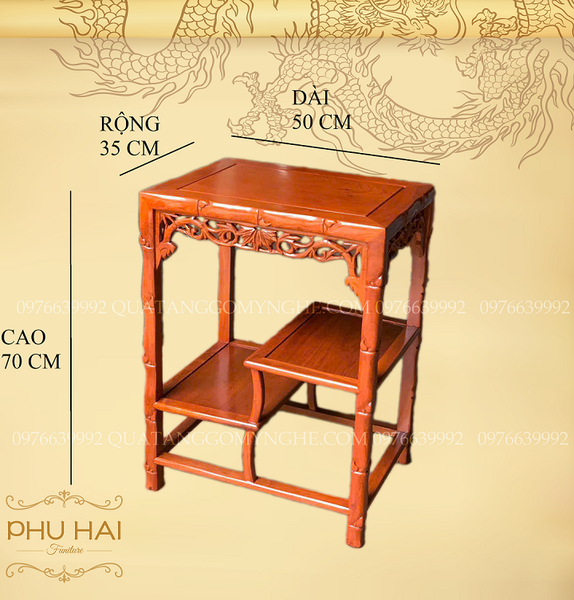 Đôn Gỗ Trúc Mặt Chữ Nhật 50 x 35 cao 70