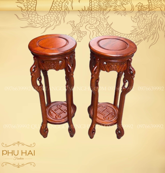 Đôn Gỗ Tròn Chân Cong Cao 80 x 30