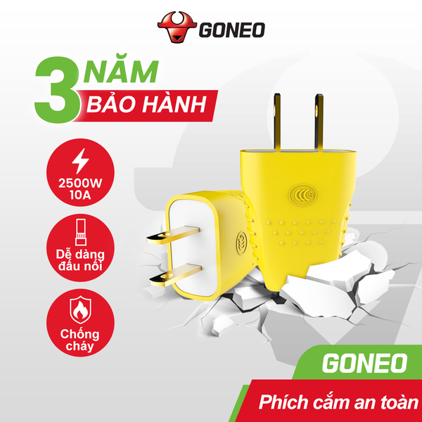 Phích Cắm Gongniu Chân Dẹp Đồng Vàng Công Suất 10A Chống Va Đập – 10L4