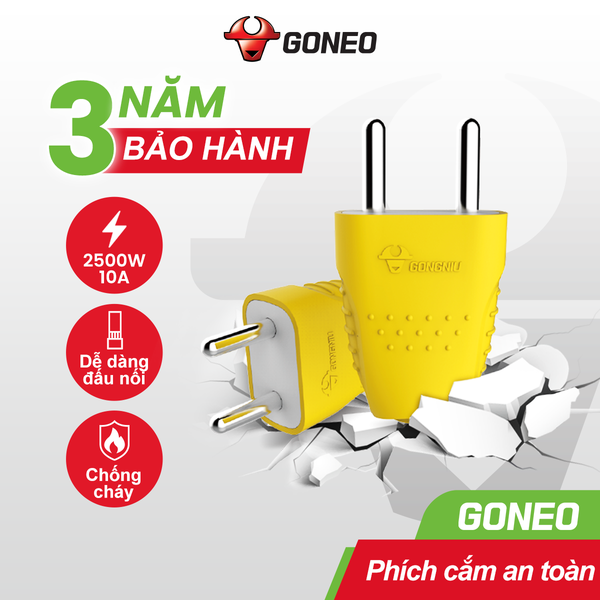 Phích Cắm Gongniu Chân Tròn Bạc Đồng Công Suất 10A Chống Va Đập – 10L6