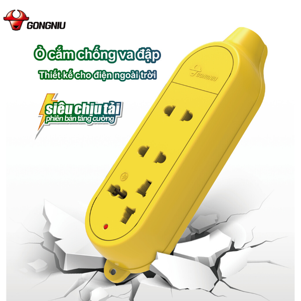Ổ Cắm Chống Va Đập Gongniu 3 Ổ Đa Năng Công Suất Lớn 16A/4000W – C4D