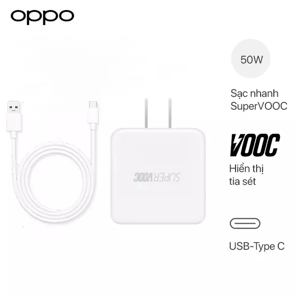 Bộ Sạc Nhanh Super VOOC 50W Cho Realme X2 Pro - Chính Hãng