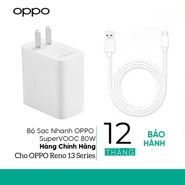 Bộ sạc siêu nhanh SuperVOOC 80W cho OPPO Reno13 5G / Reno 13 Pro 5G - Chính Hãng