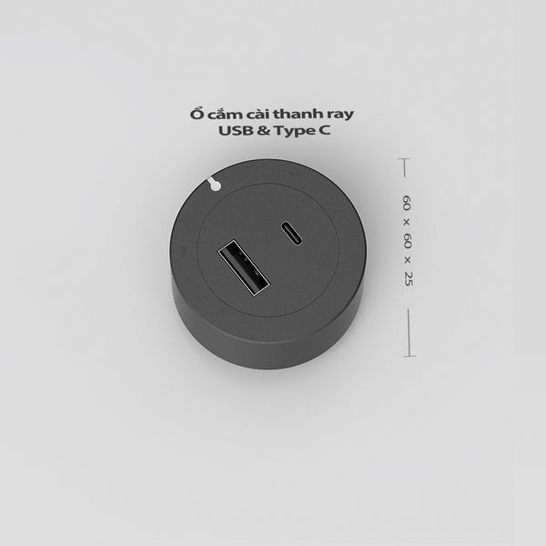 Ổ cắm cài thanh ray Chargee Type C và USB