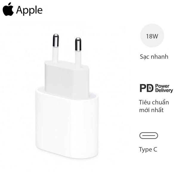 Adapter Sạc Type C 18W dùng cho iPhone/iPad Apple MU7V2 Trắng