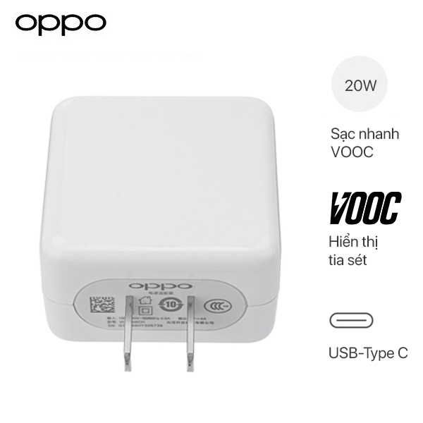 Củ Sạc Nhanh VOOC 3.0 20W - OPPO F11/F11 Pro/ Reno2/ Reno2 F - Hàng Chính Hãng - Fullbox