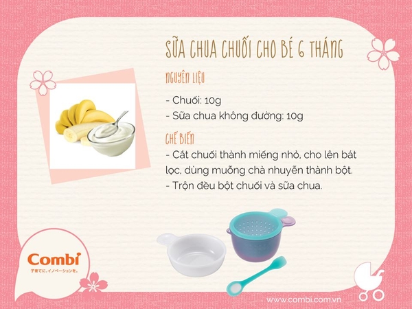 Sữa chua chuối ngon ngon cho bé từ 6 tháng tuổi