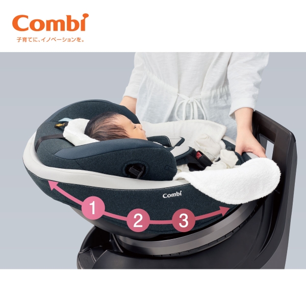 Hướng dẫn chỉnh độ dài dây đeo ghế ô tô cho bé Combi Culmove 360 độ