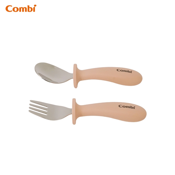 Hộp thìa dĩa Combi silicone platinum màu hồng
