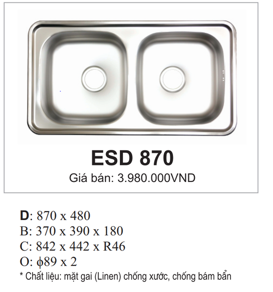 Chậu rửa bát ECOFA ESD 870