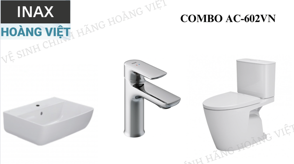 COMBO INAX Bồn cầu AC-602VN+Chậu rửa L-312V(EC_FC)+Vòi chậu LFV-612S