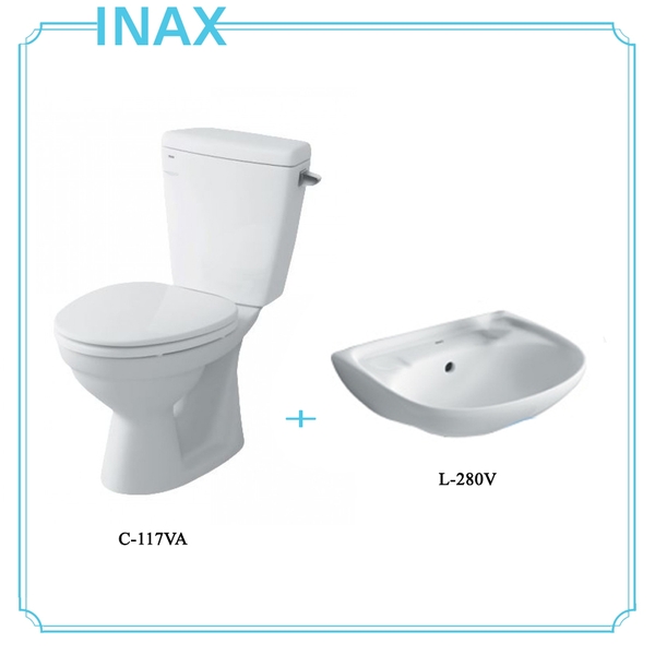 COMBO BỒN CẦU + CHẬU RỬA MẶT INAX C-117VA + L-280V