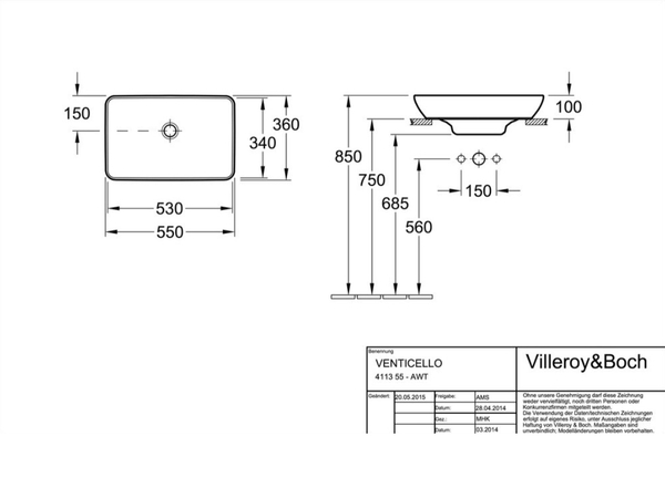 Chậu lavabo Villeroy & Boch Venticello | 411355R1 – CÔNG TY TNHH XÂY ...