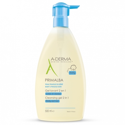 Sữa tắm gội dịu nhẹ cho tóc và cơ thể em bé A-Derma Primalba Cleansing Gel 500ml