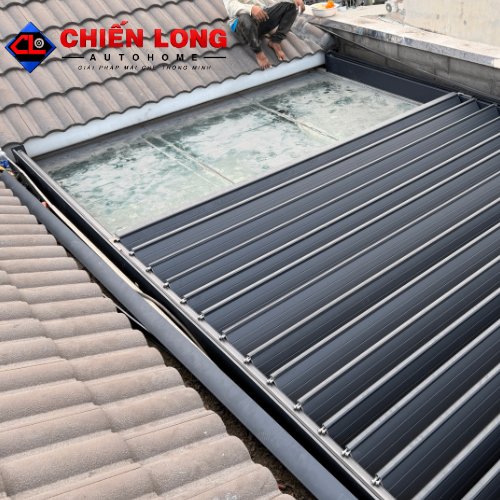 Mái Nhôm Ziczac Che Giếng Trời Sảnh Tự Động 4m x 5m