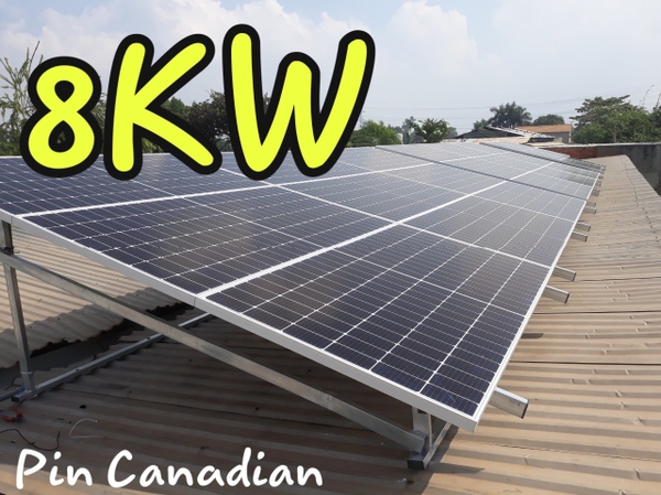 Báo giá 18 tấm pin Canadian 445w |  2 Inverter Growatt hệ hòa lưới 8Kw Áp mái