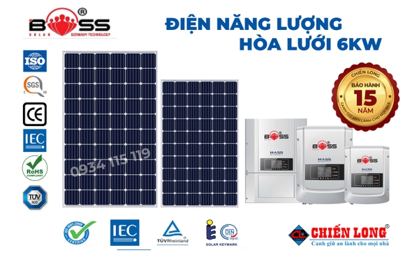 Báo giá nguyên bộ điện năng lượng Mặt Trời Hòa lưới 6KW