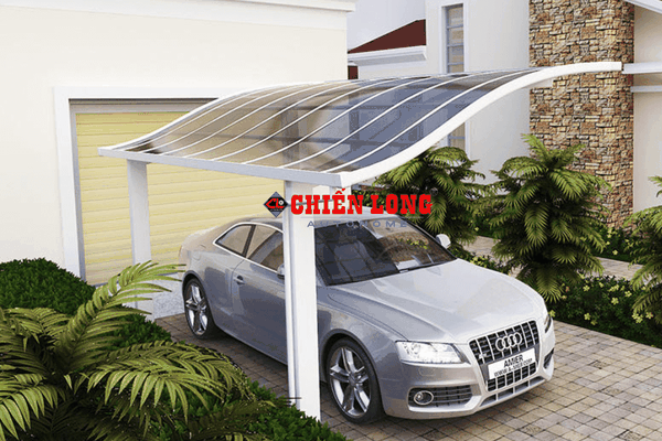 Mái che nhà xe ô tô hợp kim nhôm hình chữ S, tấm cường lực Polycarbonate chống UV