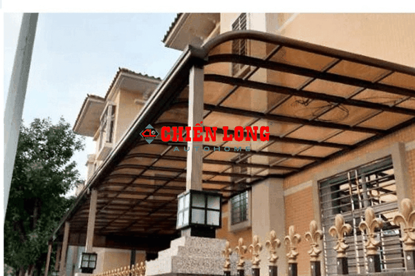 Mái hiên che nắng khung hợp kim nhôm dạng (R), tấm Polycarbonate