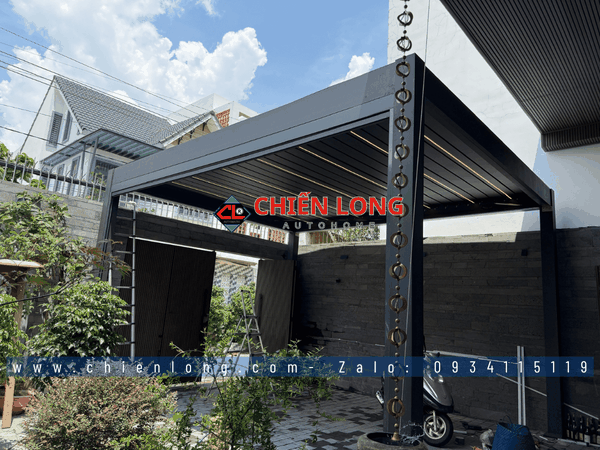 Nhà chòi mái nhôm xếp lật tự động 3.6x3.6m tại Bình Dương