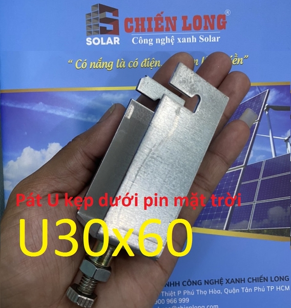 Pát chữ U 30x60 kẹp dưới pin mặt trời Bulong+ tán Innox 305 | Giá Sỉ Rẻ Nhất