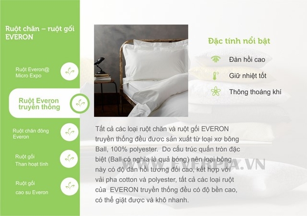 Công dụng của ruột gối Everon dày