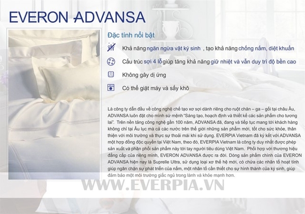 Đặc tính của ruột chăn Everon Advansa Ultra