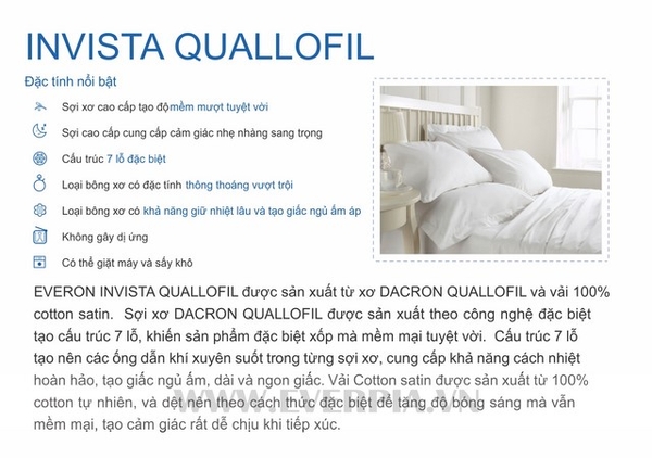 Đặc tính của ruột chăn Everon INVISTA QUALOFIL