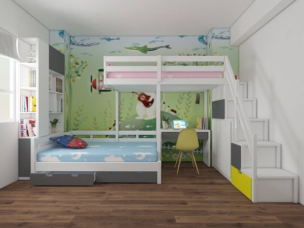 công trình giường tầng cho bé nhà a Hòa- mỹ đình