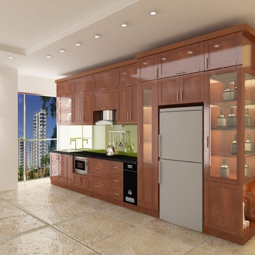 Thiết kế tủ bếp kết hợp tủ rượu độc đáo cho không gian bếp