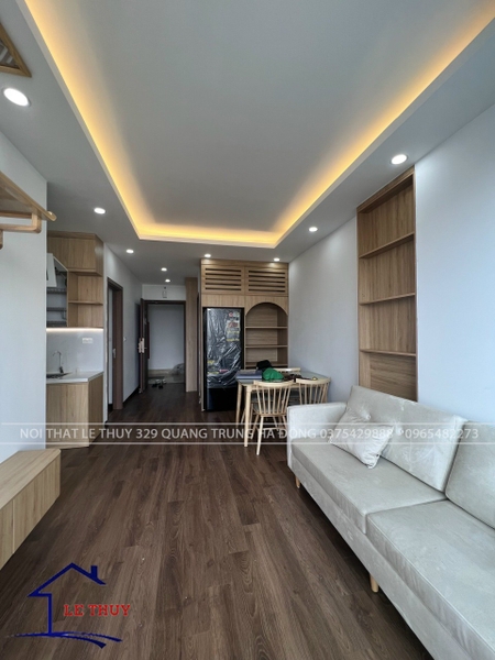 hoàn thiện nội thất chung cư gỗ công nghiệp MDF lõi xanh chống ẩm phủ melamin