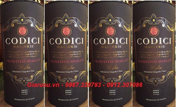 ĐỊA CHỈ BÁN VANG BỊCH Ý CODICI 3L GIÁ RẺ NHẤT THỊ TRƯỜNG