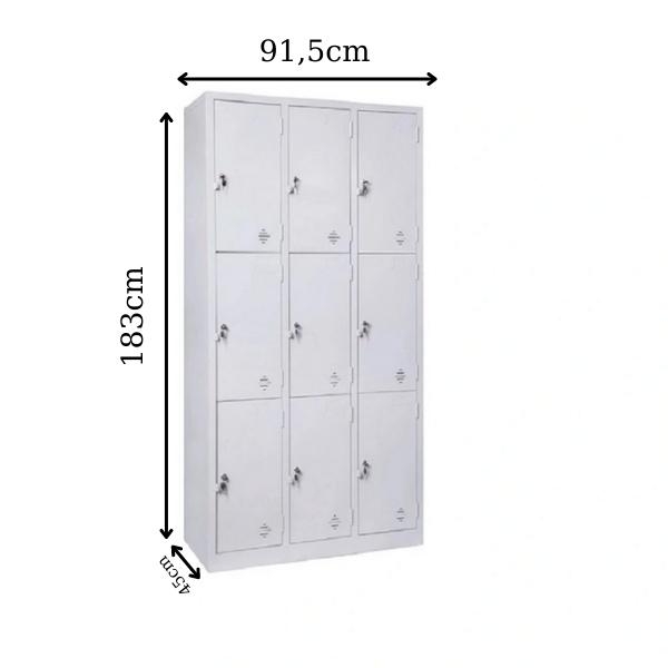 Kích thước tủ locker 9 ngăn