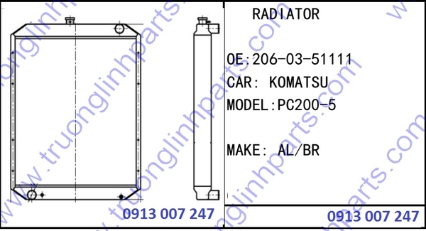 Két Nước Làm Mát PC200-5 206-03-51111 - Phụ Tùng Máy Xúc