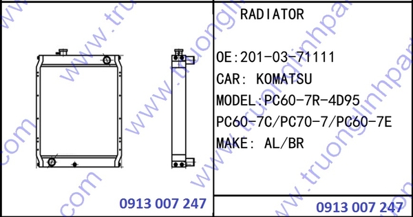 Két Nước Làm Mát PC60-7 Động Cơ 4D95 201-03-71111 - Phụ Tùng Máy Xúc