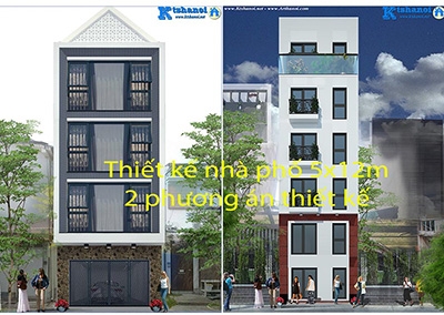 Tặng bạn 2 phương án thiết kế nhà phố 5x12m tại Hà Nội