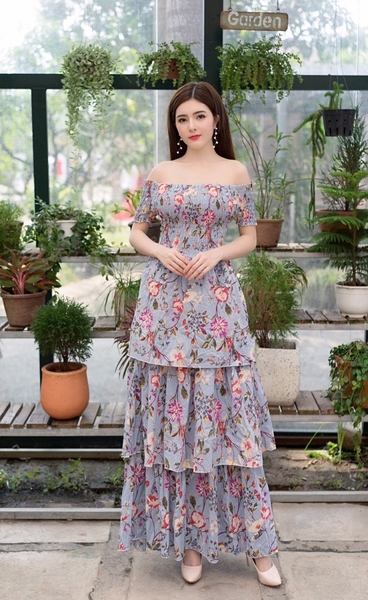 Đầm maxi dài tay ngắn cổ V 3 nút gỗ tôn dáng 4 màu - DYDY DRESS T160(Có Ảnh  Cận Chất Vải) - Tìm Voucher