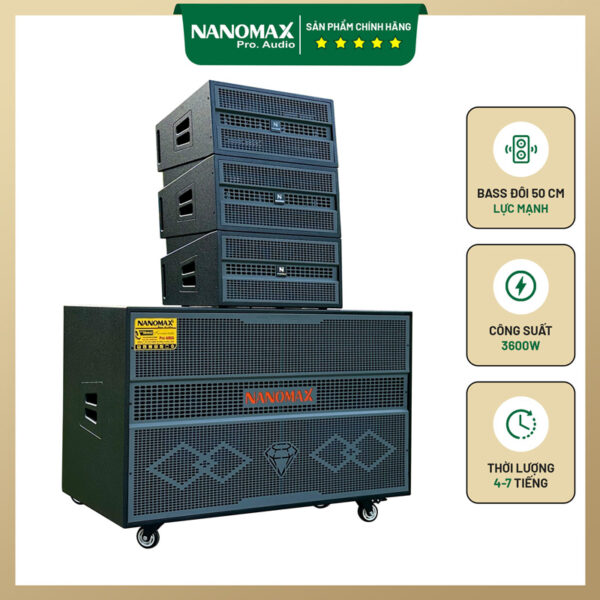 Loa Kéo Bình & Điện Nanomax Pro-600A Bass Đôi 50cm 3600w