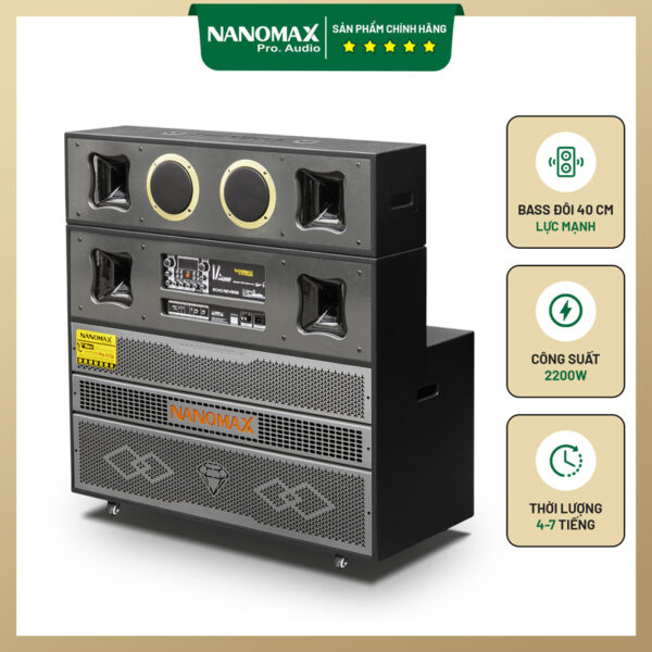 Loa Kéo Bình & Điện Nanomax Pro-215B Bass Đôi 40cm 2200w
