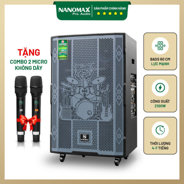 Loa Kéo Nanomax Pro-21A1 Bass 60cm 2100w/max Karaoke Bluetooth
